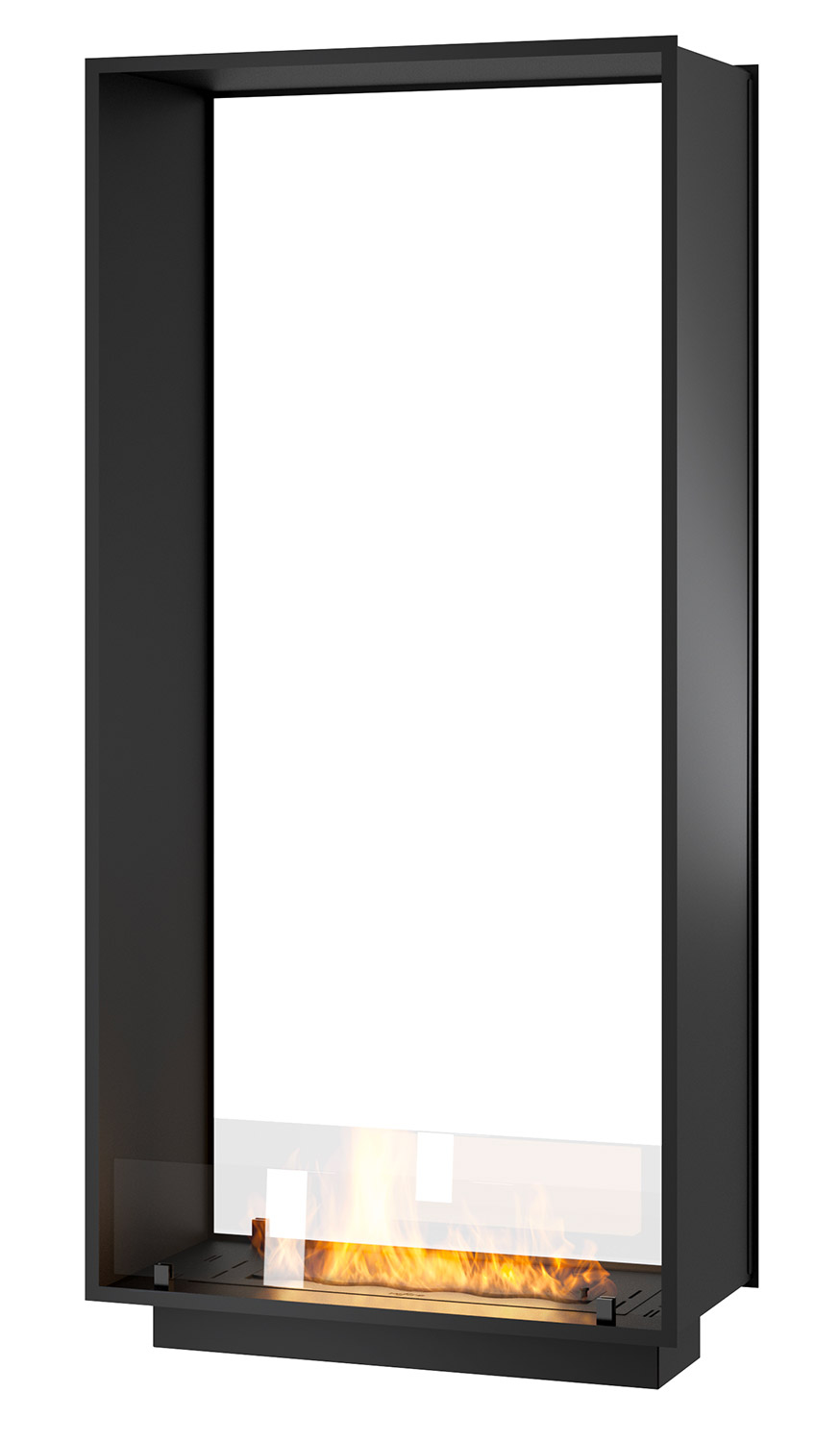 foto del prodotto giordanoshop camino a bioetanolo da incasso 83,5x163,5x35 cm bifacciale 2 side 1600 slim verticale nero con vetro