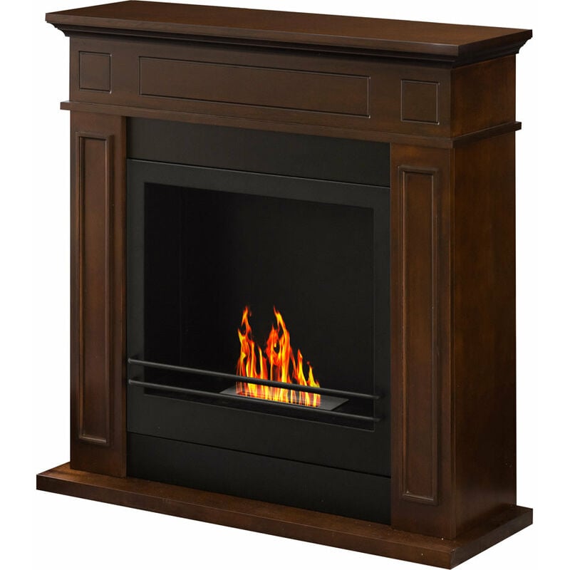 foto del prodotto giordanoshop - camino a bioetanolo da pavimento 89,5x90,5x28 cm jefferson marrone