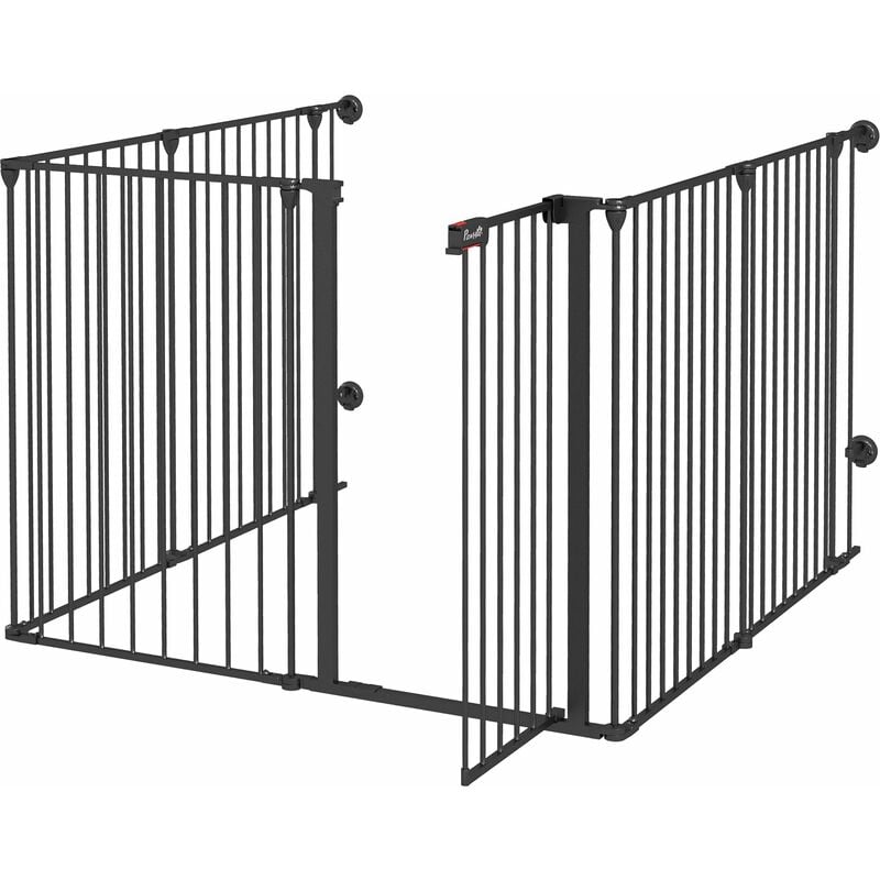 foto del prodotto giordanoshop cancelletto di sicurezza per animali domestici 123x102x90 cm in metallo e plastica nero