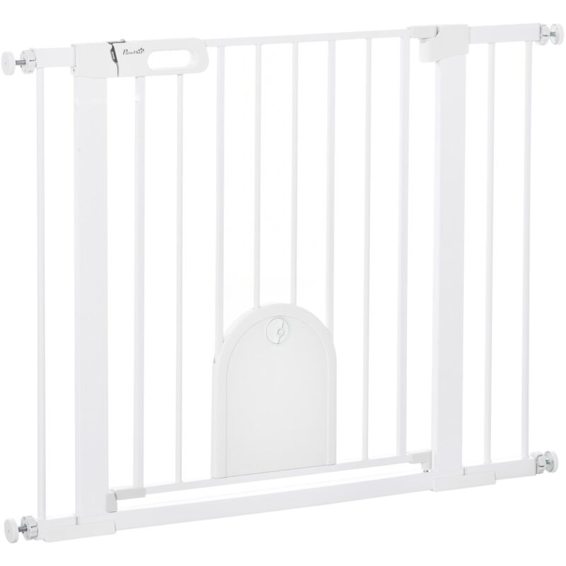 foto del prodotto giordanoshop cancelletto di sicurezza per cani con porta piccola regolabile e chiusura automatica 75 103x76 cm bianco