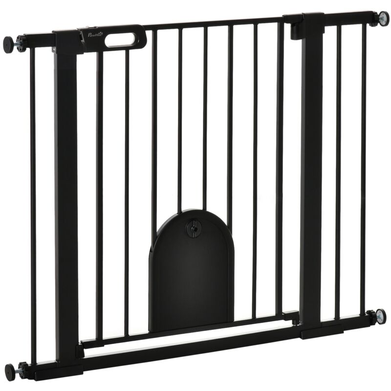 foto del prodotto giordanoshop cancelletto di sicurezza per cani con porta piccola regolabile e chiusura automatica 75 103x76 cm nero