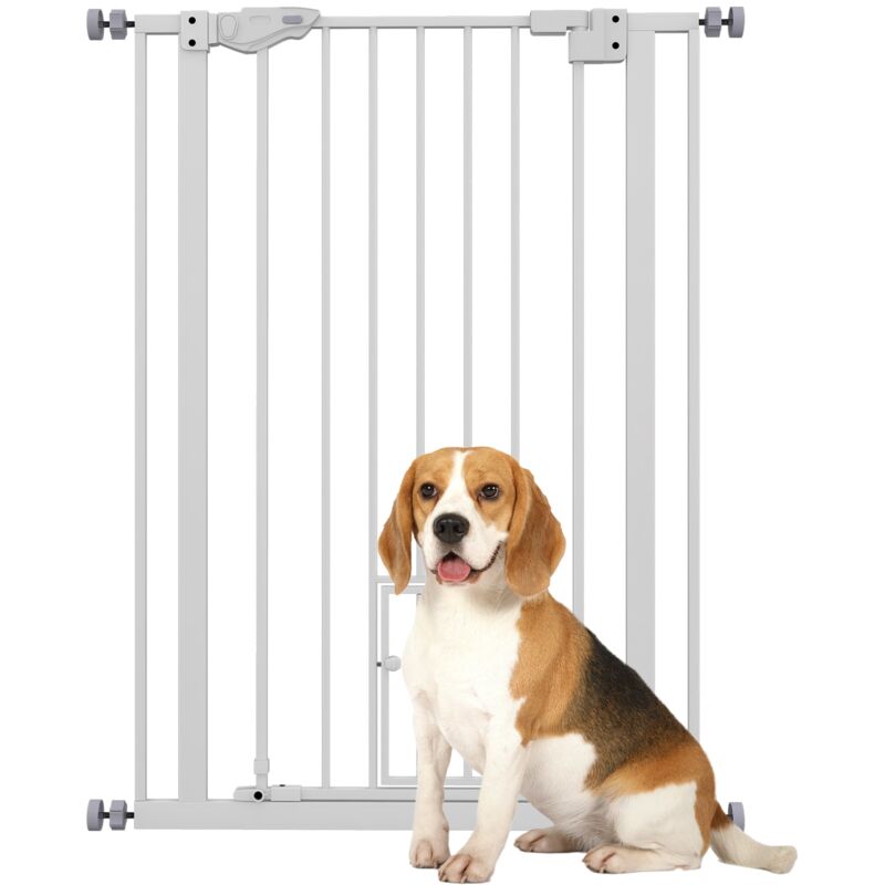 foto del prodotto giordanoshop cancelletto per cani 74 80x104cm regolabile alto con porta piccola bianco