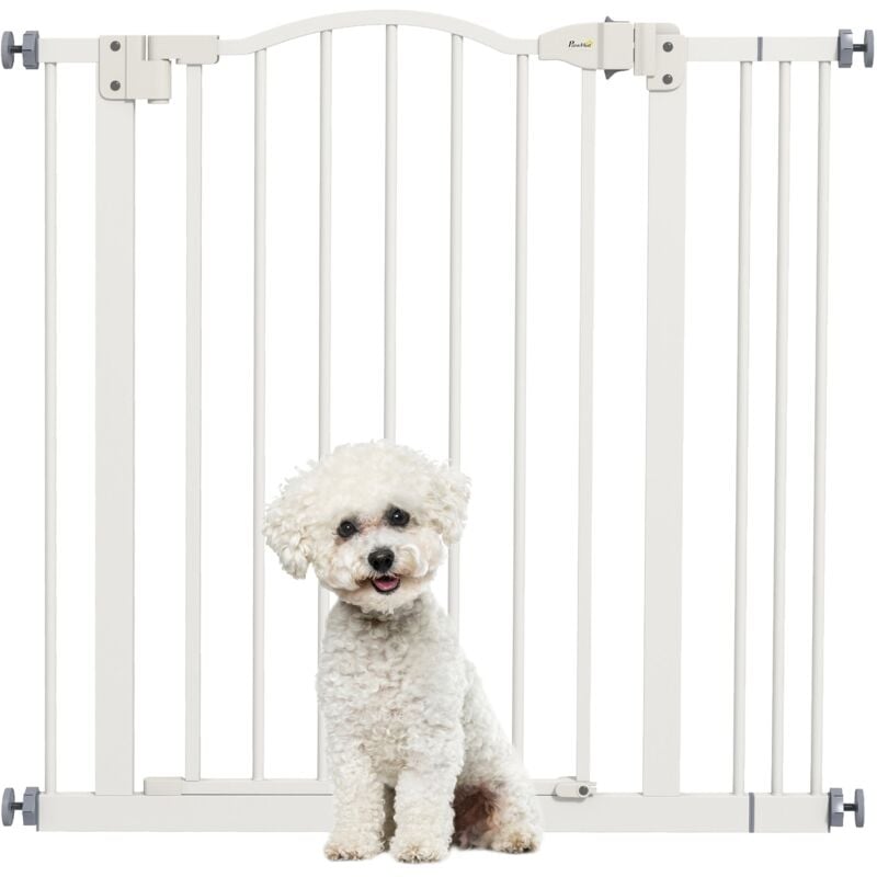 foto del prodotto giordanoshop cancelletto per cani estensibile 74 87x78 cm con 2 blocchi e chiusura automatica in metallo e plastica bianco