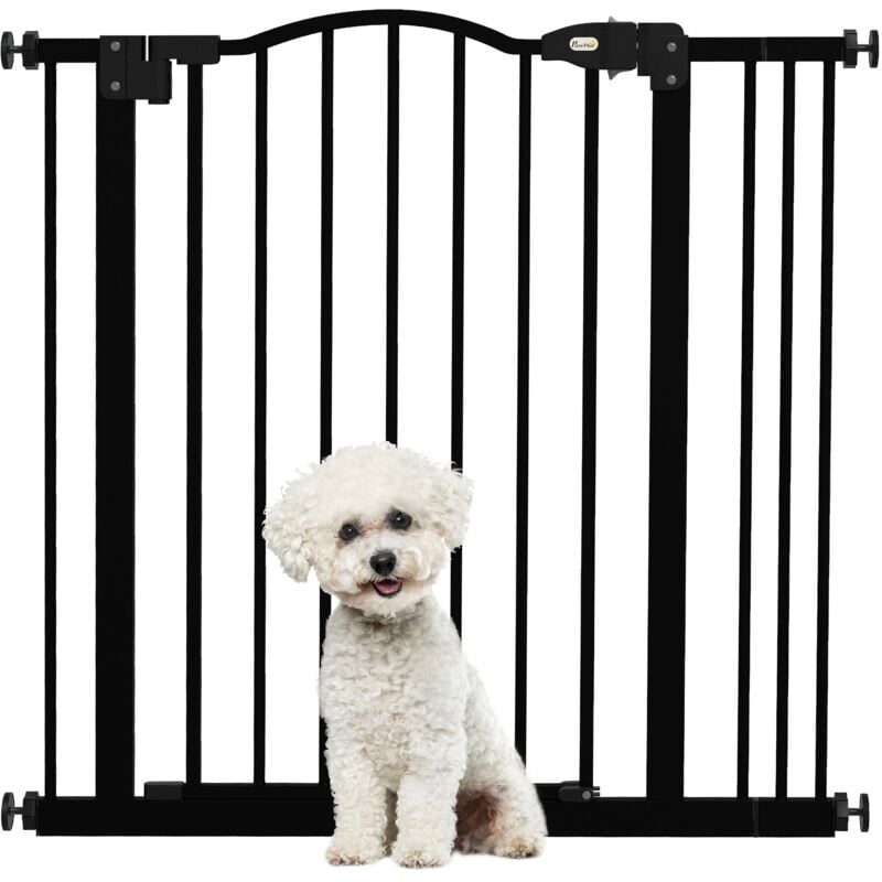 foto del prodotto giordanoshop cancelletto per cani estensibile 74 87x78 cm con 2 blocchi e chiusura automatica in metallo e plastica nero