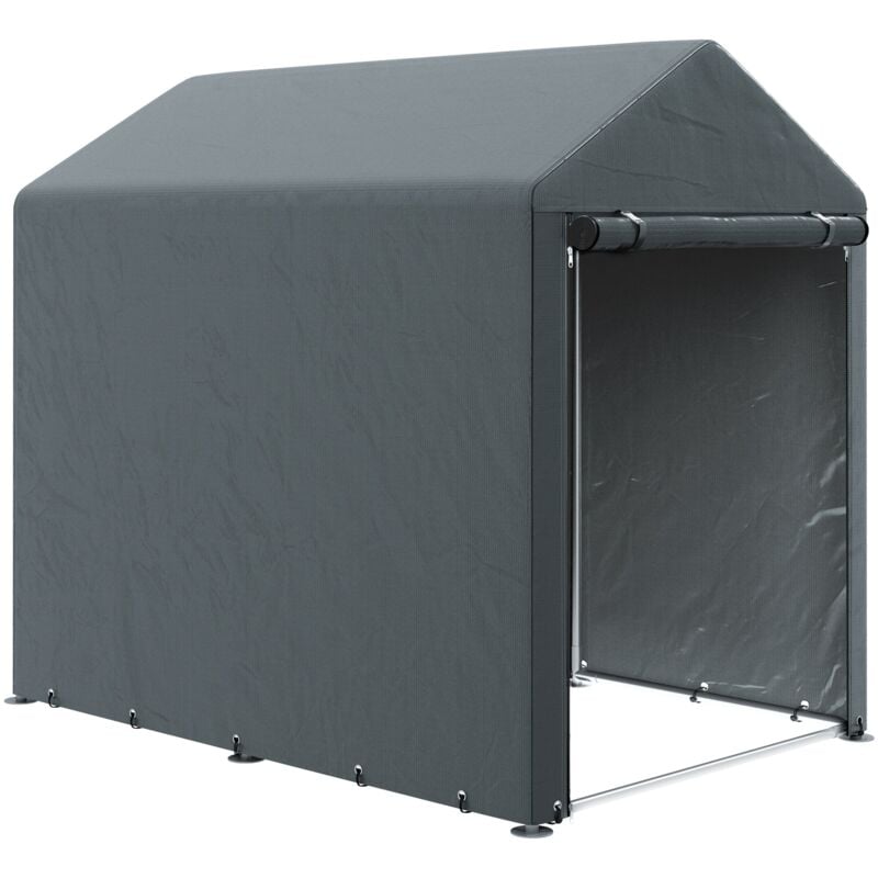 foto del prodotto giordanoshop capanno box per attrezzi da giardino 120x179x165 cm tenda in pe anti uv e metallo grigio scuro