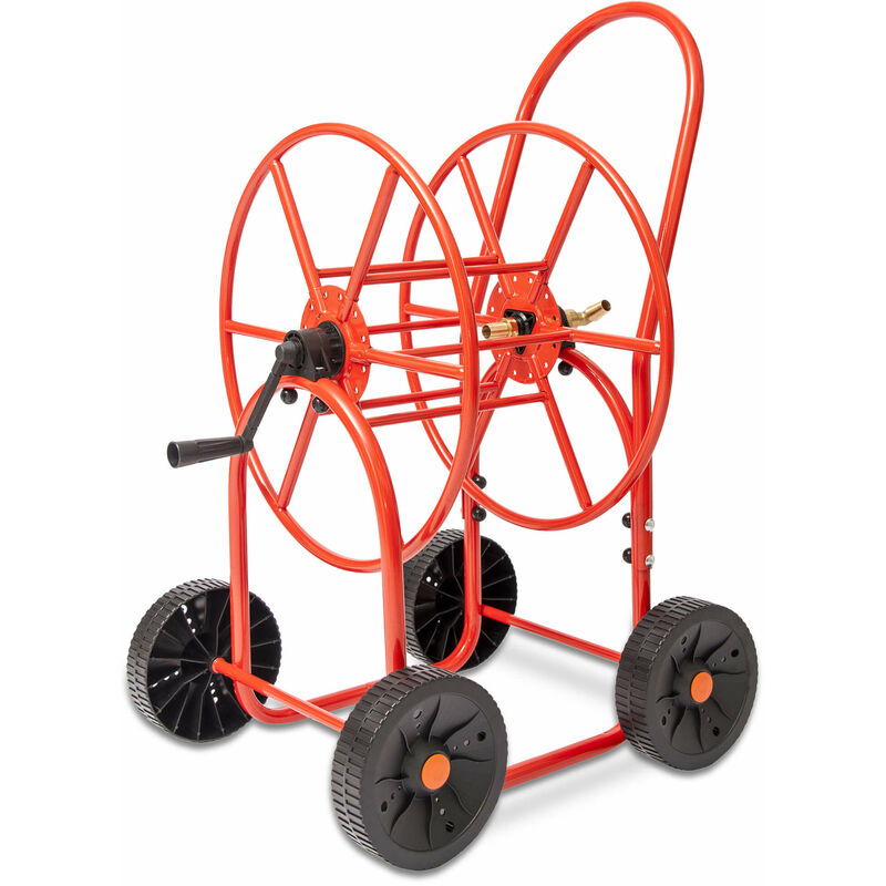 foto del prodotto giordanoshop carrello avvolgitubo manuale 80 mt in acciaio agrati rosso