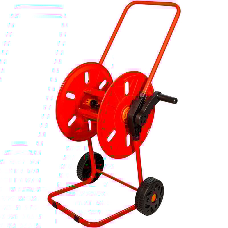 foto del prodotto giordanoshop carrello avvolgitubo manuale con ruote 50 mt tubo 1 2 in acciaio verniciato rosso agrati