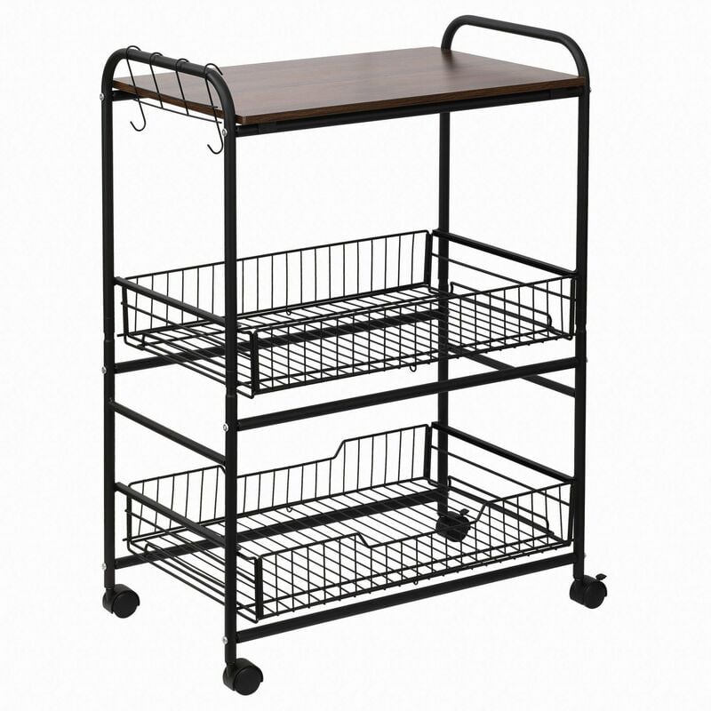 foto del prodotto giordanoshop carrello da cucina 60x38x85,5 cm in legno e metallo nero