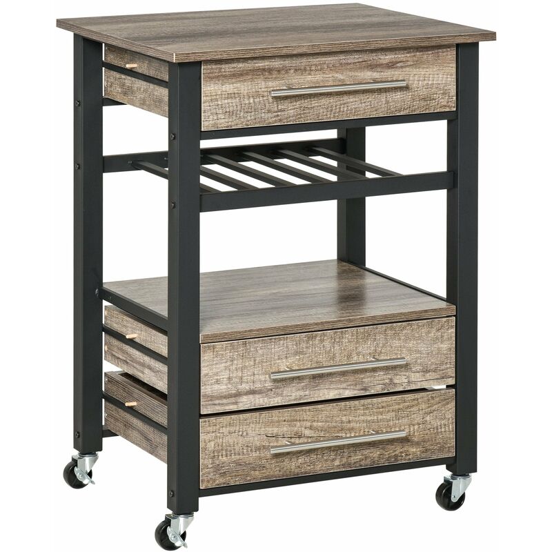 foto del prodotto giordanoshop carrello da cucina 60x50x84,5 cm in legno truciolato marrone