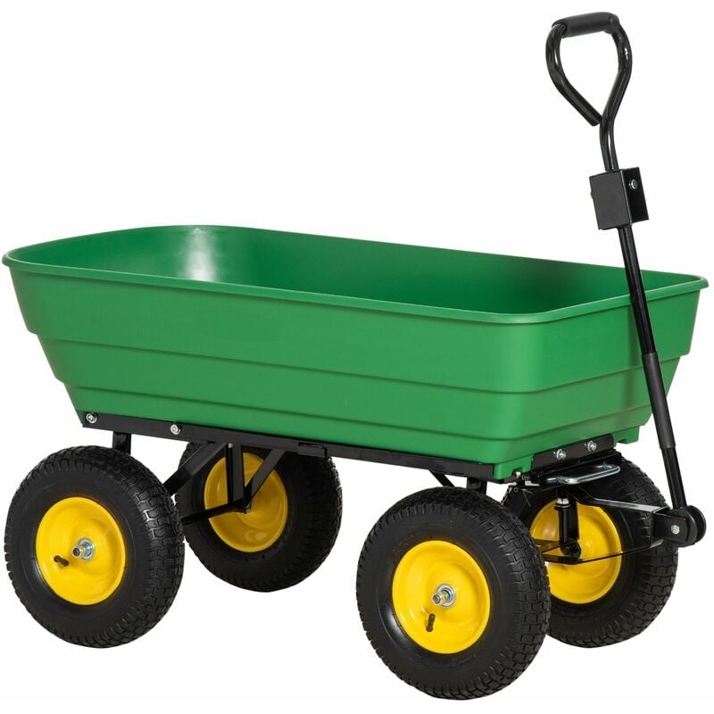 foto del prodotto giordanoshop carrello da giardino ribaltabile 4 ruote 118x58x102 cm 125 litri verde