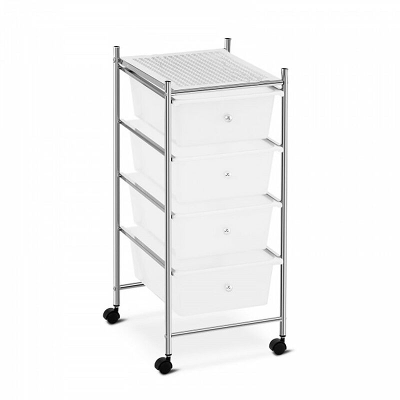 foto del prodotto giordanoshop carrello multifunzione porta oggetti estetista casa 4 cassetti bianchi con ruote