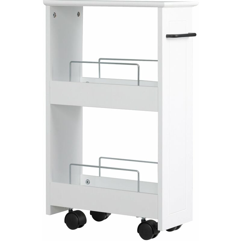 foto del prodotto giordanoshop carrello salvaspazio multiuso 42,5x20,3x66,7 cm in legno mdf e ruote bianco