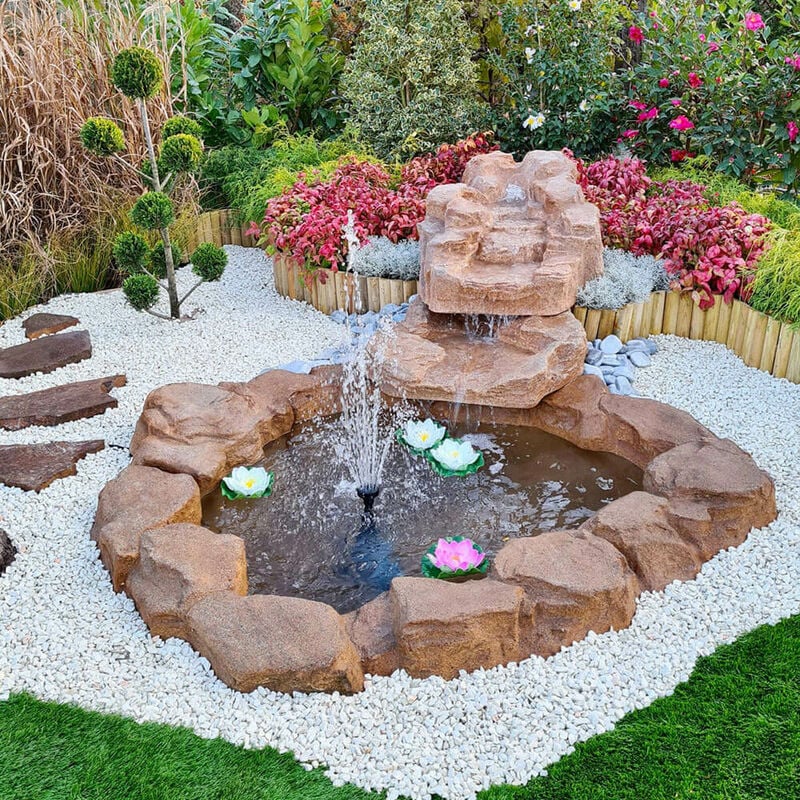 foto del prodotto giordanoshop cascata artificiale roccia da giardino 265x145 cm in vetroresina con pompa