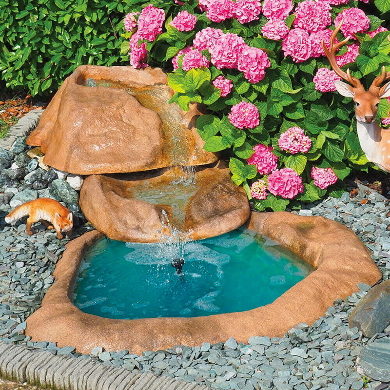 foto del prodotto giordanoshop cascata artificiale roccia da giardino 290x160 cm in vetroresina con pompa