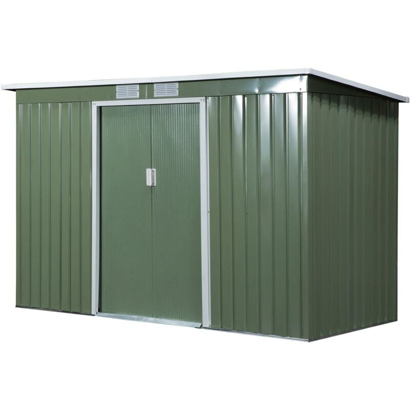 foto del prodotto giordanoshop casetta box da giardino 280x130x172 cm in lamiera di acciaio verde chiaro