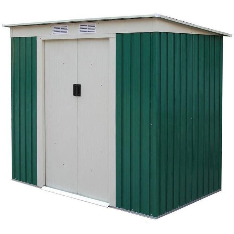 foto del prodotto giordanoshop casetta box da giardino in lamiera 201x121x176 cm basic xs verde