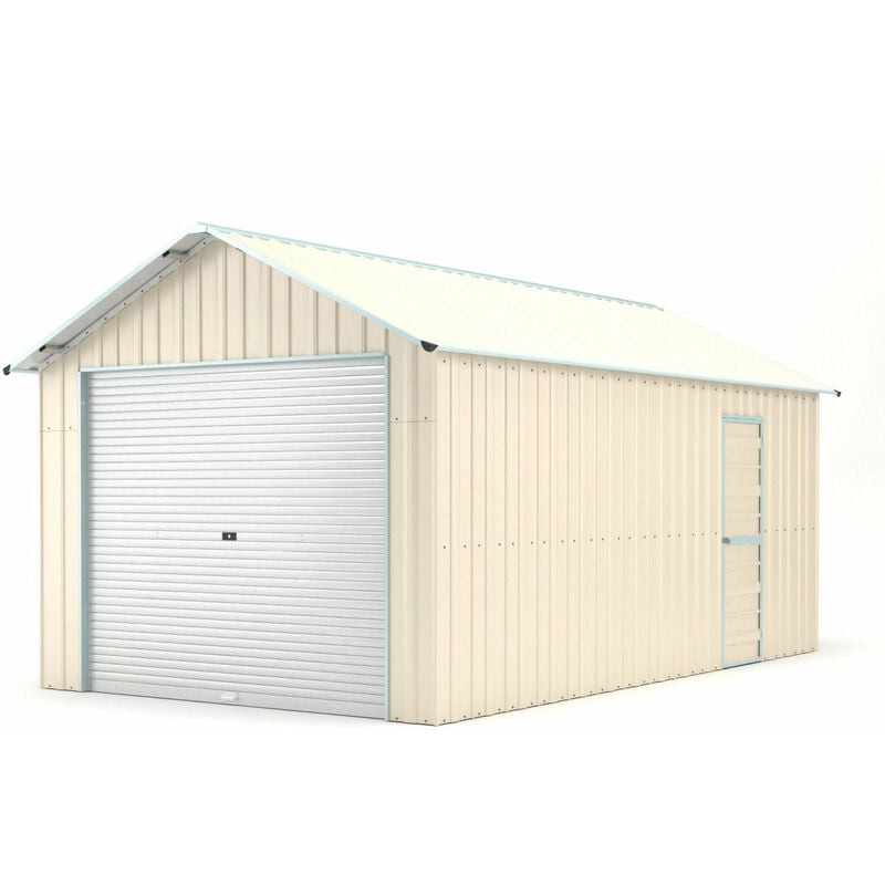 foto del prodotto giordanoshop casetta box da giardino in lamiera di acciaio 360x608x307 cm beige
