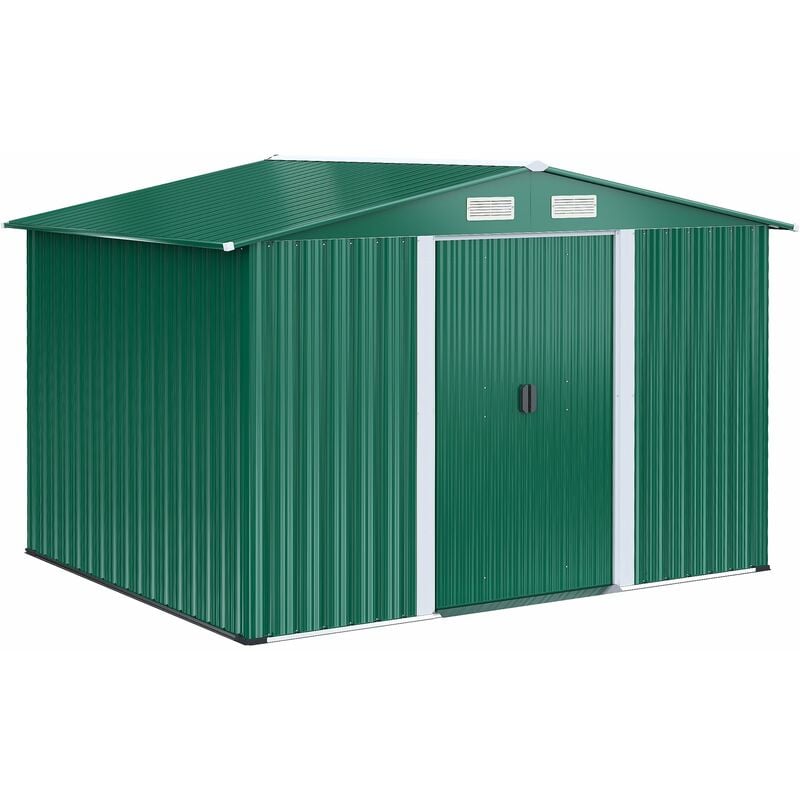 foto del prodotto giordanoshop casetta box da giardino in lamiera verde 246x192.5x177.5 cm