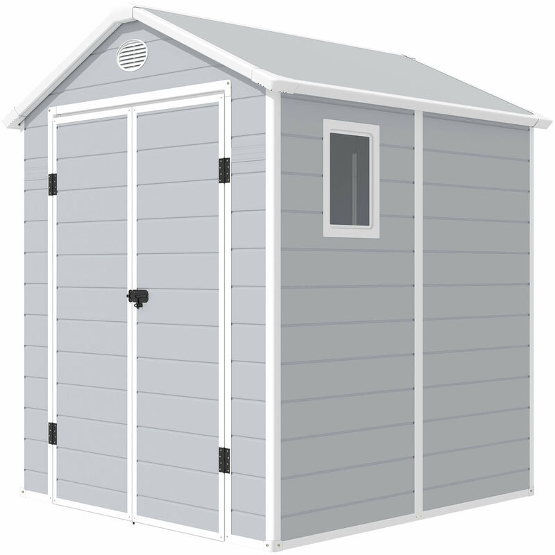 foto del prodotto giordanoshop casetta box da giardino in plastica 190x192x226 cm grigio