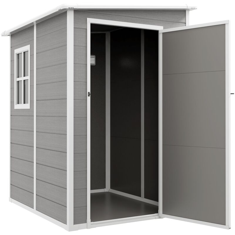 foto del prodotto giordanoshop casetta da giardino con finestra e doppia porta 122x149x192 cm in alluminio e pp grigio