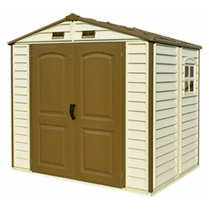 foto del prodotto giordanoshop casetta da giardino porta attrezzi 245x161x223 cm in pvc avorio marrone