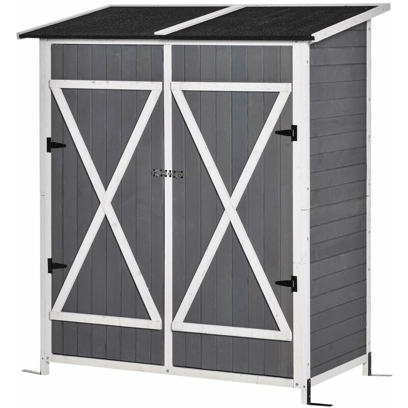 foto del prodotto giordanoshop casetta da giardino portautensili con doppia porta139x75x160 cm in legno grigia