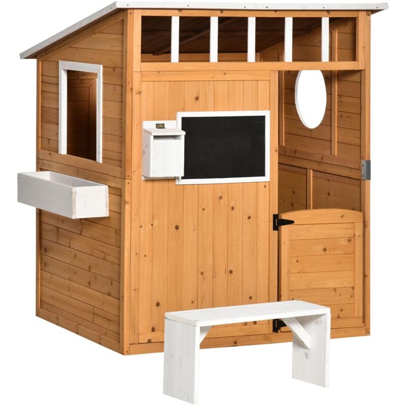 foto del prodotto giordanoshop casetta per bambini da esterno 122x108x135,5 cm in legno giallo