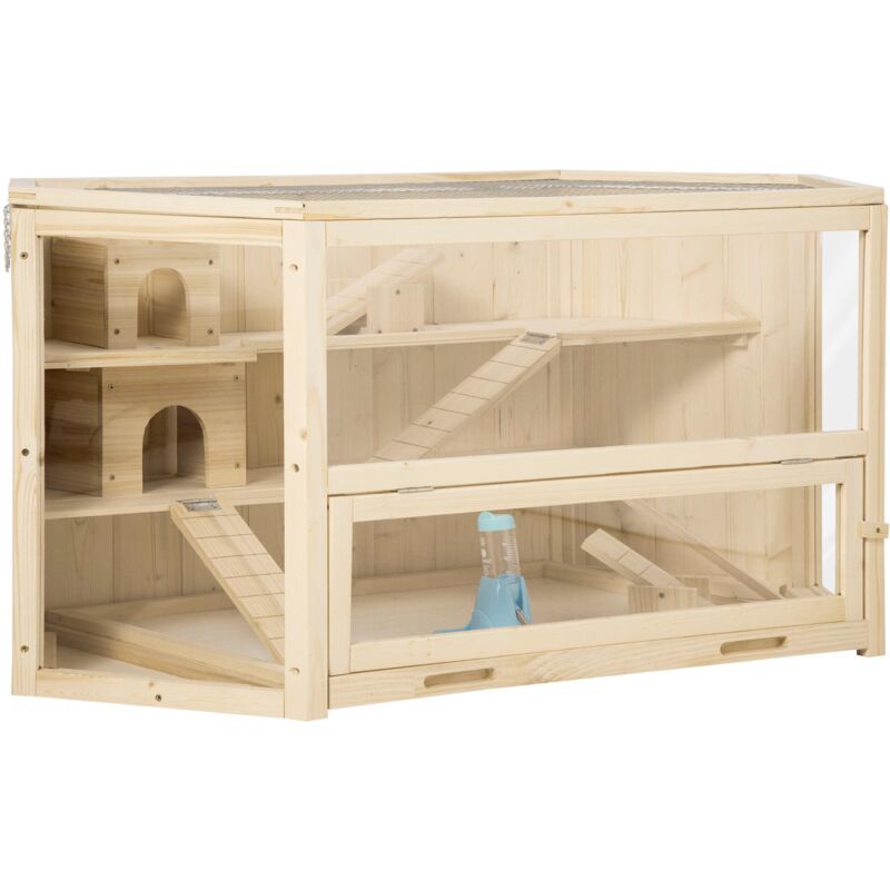 foto del prodotto giordanoshop casetta per criceti 3 livelli 115x60x55 cm tetto apribile in legno e plastica
