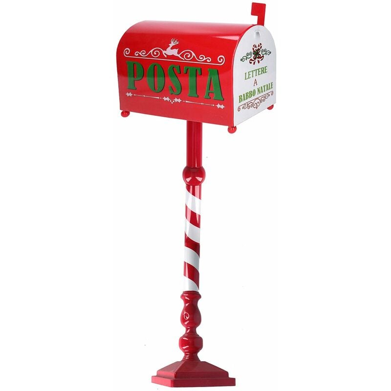 foto del prodotto giordanoshop cassetta posta di babbo natale natalizia 33x20xh100 cm in metallo rosso