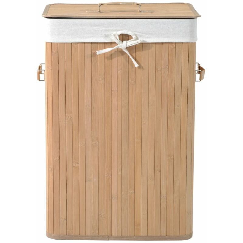 foto del prodotto giordanoshop cesta portabiancheria 40x30x60 cm in bamb con coperchio e fodera rimovibile