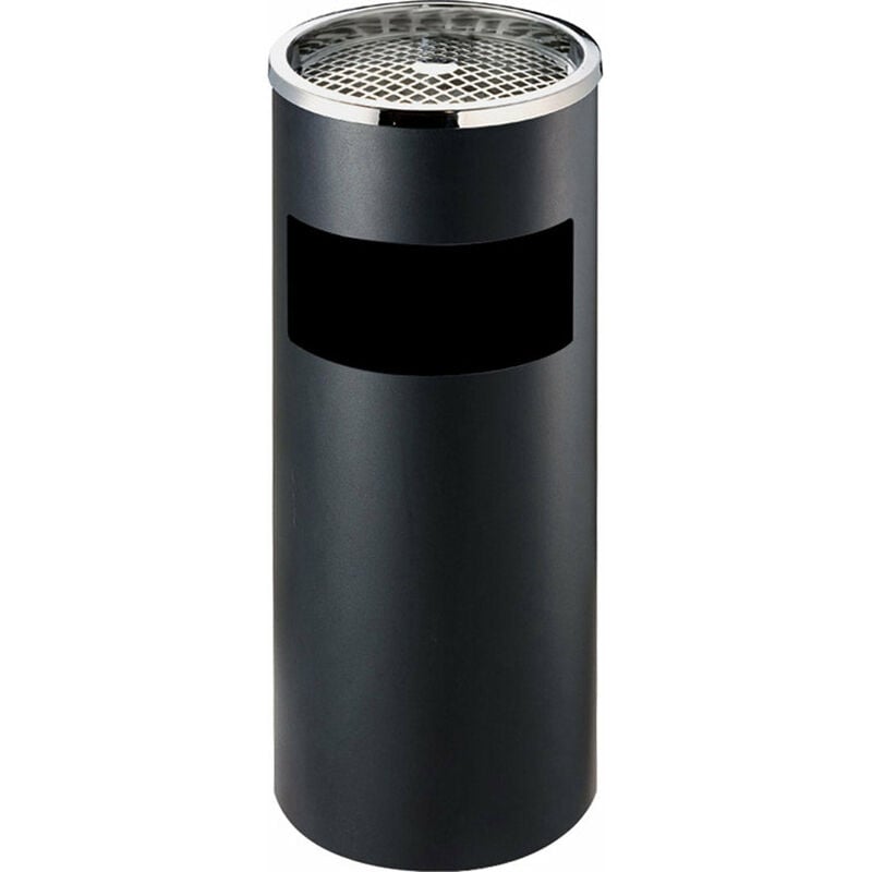 foto del prodotto giordanoshop cestino gettacarte posacenere 24,7 cm in metallo nero opaco 10l per interno esterno