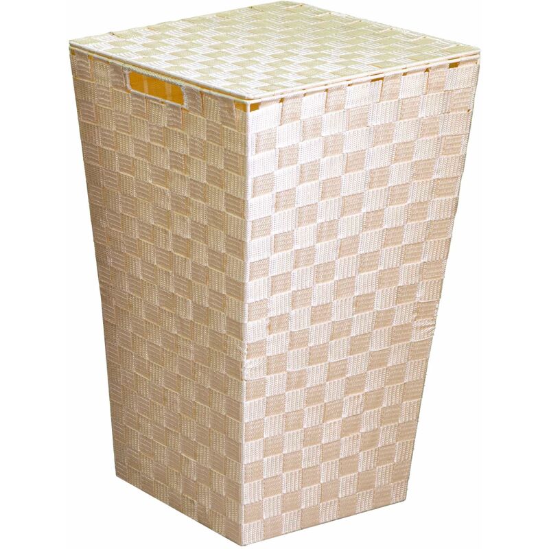 foto del prodotto giordanoshop cesto portabiancheria in poliestere crema quadro cm 33x33xh53