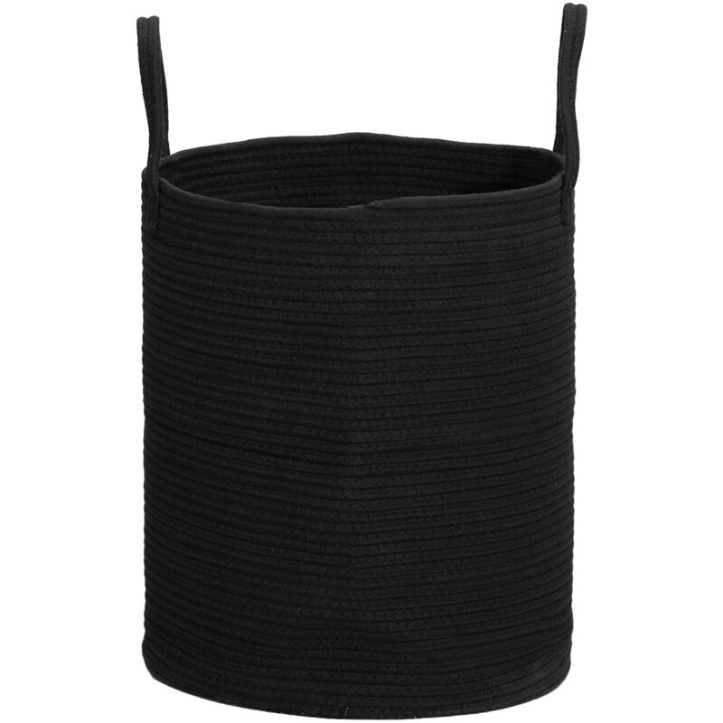 foto del prodotto giordanoshop cesto portabiancheria pieghevole con manici 36l 38x45 cm in cotone naturale nero
