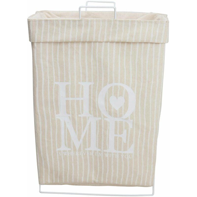 foto del prodotto giordanoshop cesto portabiancheria pieghevole con manici 56x25x38 cm in tessuto e metallo crema