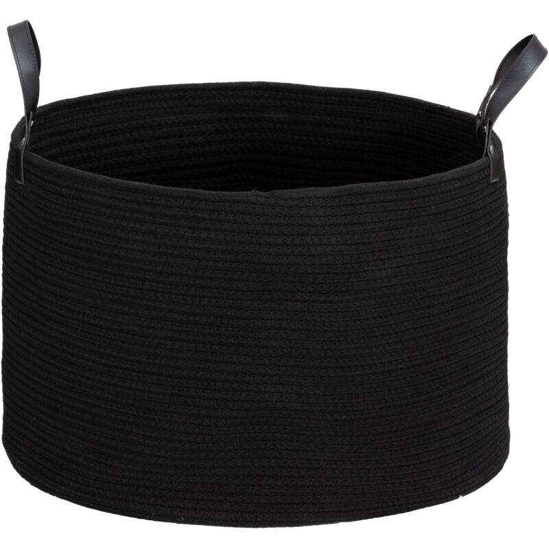 foto del prodotto giordanoshop cesto portabiancheria pieghevole con manici 88l 56x35.5 cm in cotone naturale nero