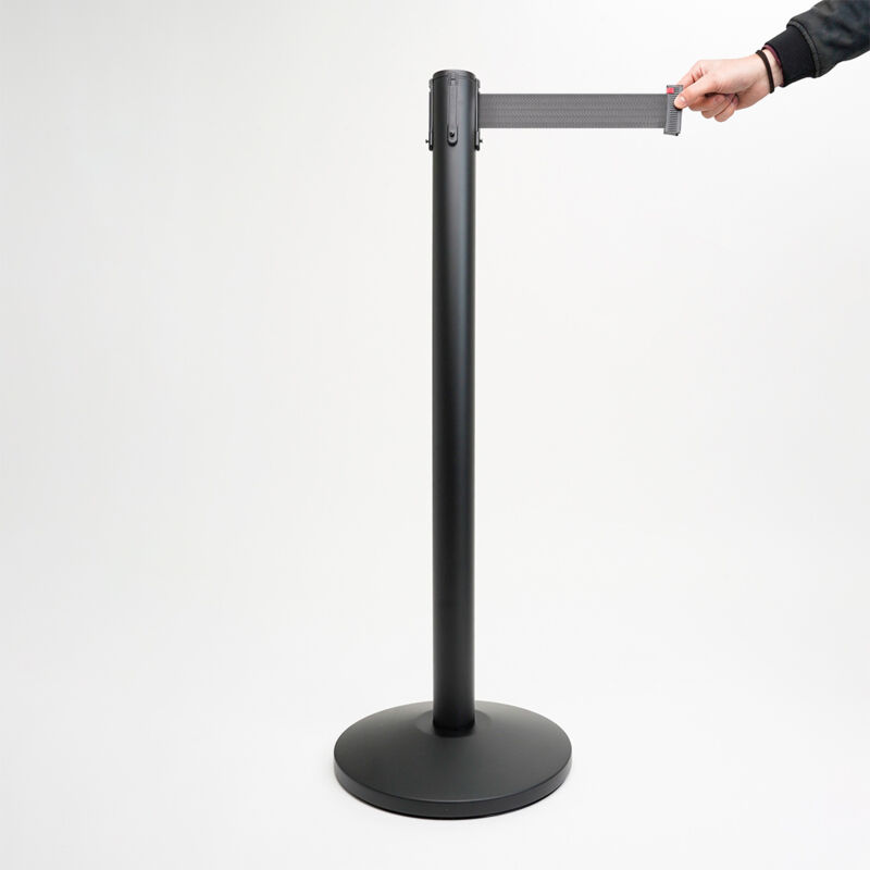 foto del prodotto giordanoshop colonnina con nastro da 3 m in metallo nero nastro grigio
