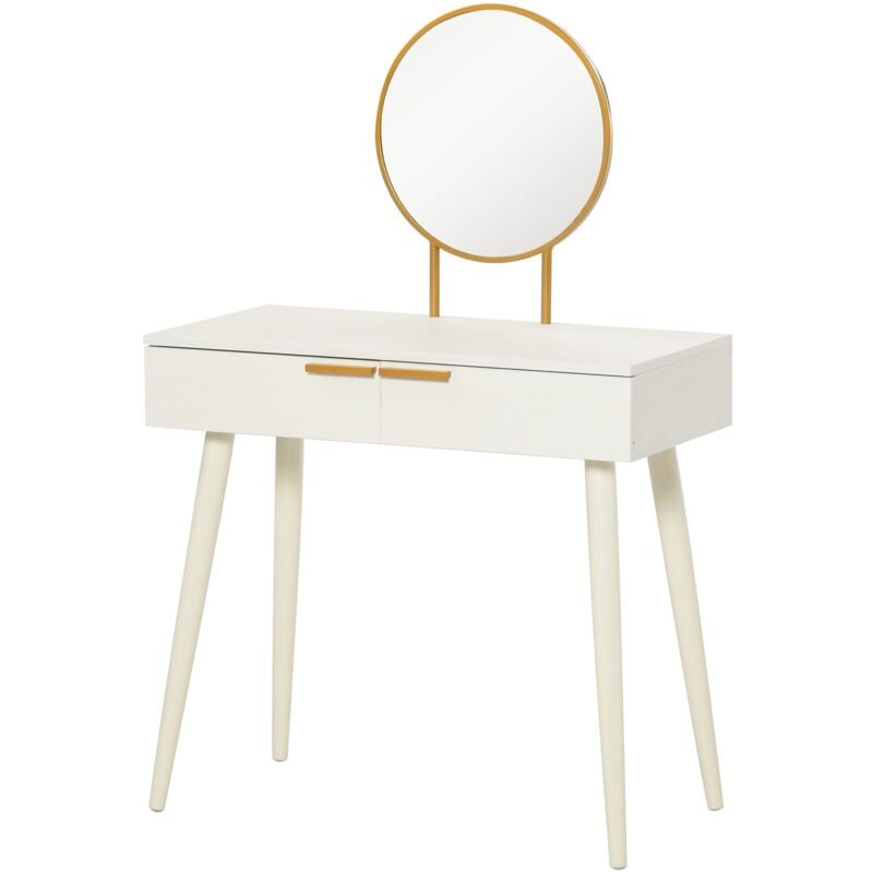 foto del prodotto giordanoshop consolle trucco con specchio e 2 cassetti 80x40x123 cm in legno bianco