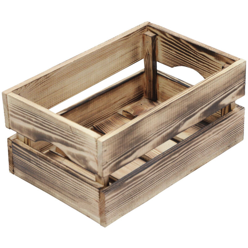 foto del prodotto giordanoshop contenitore a cassetta salvaspazio 30x20x14 cm in legno effetto fiammato naturale