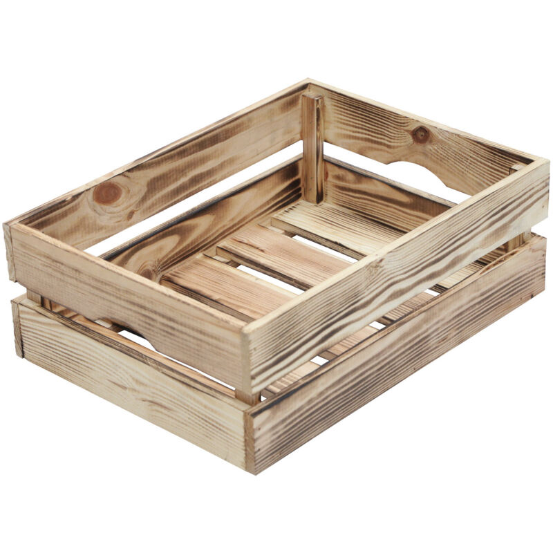 foto del prodotto giordanoshop contenitore a cassetta salvaspazio 40x30x14 cm in legno effetto fiammato naturale