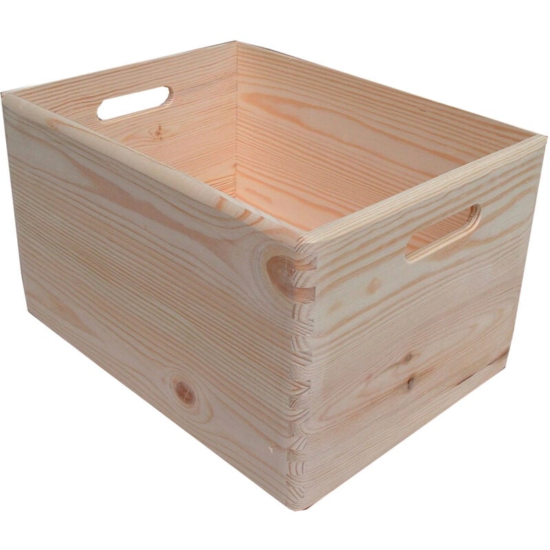 foto del prodotto giordanoshop - contenitore box salvaspazio sovrapponibile 40x30x23 cm in legno di pino naturale