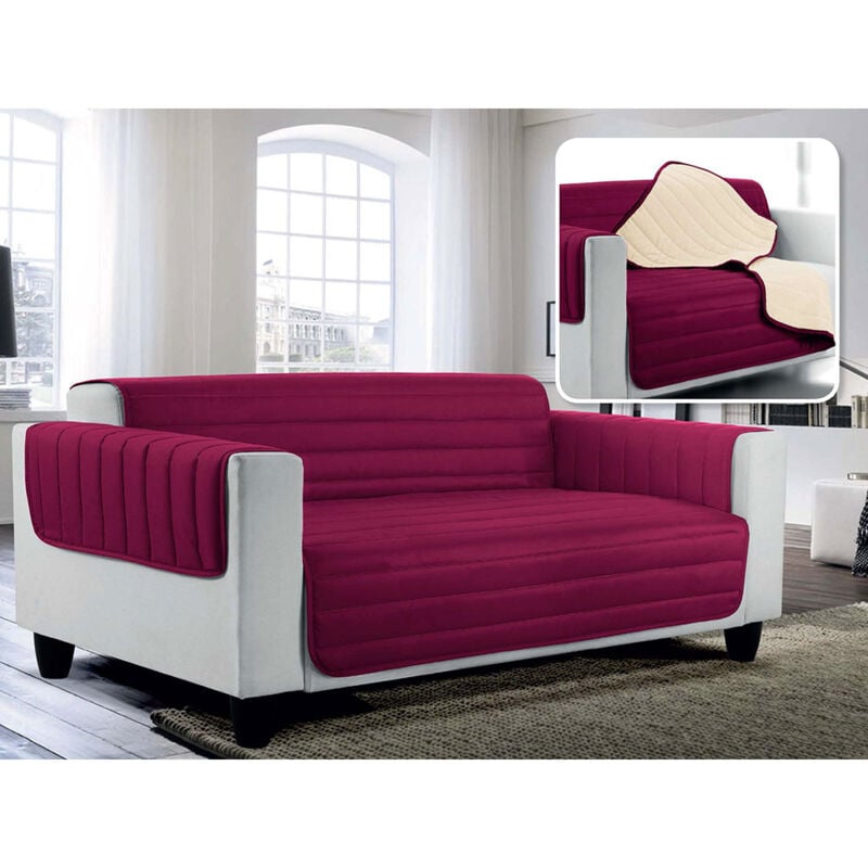 foto del prodotto giordanoshop copridivano trapuntato in microfibra doubleface bordeaux panna 1 posto