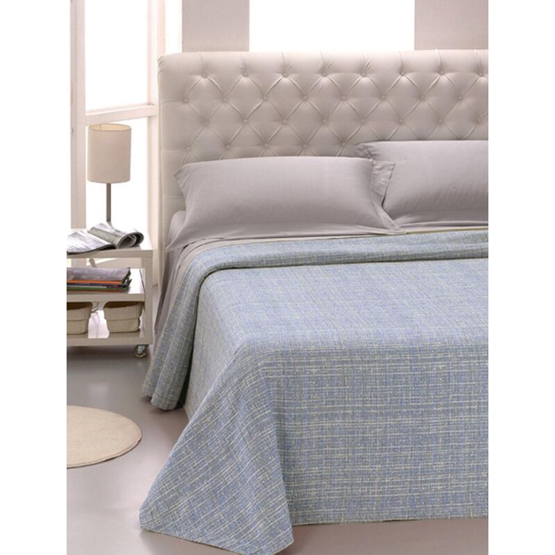 foto del prodotto giordanoshop copriletto 1 piazza e mezzo in jacquard tinto filo cober ibiziano azzurro