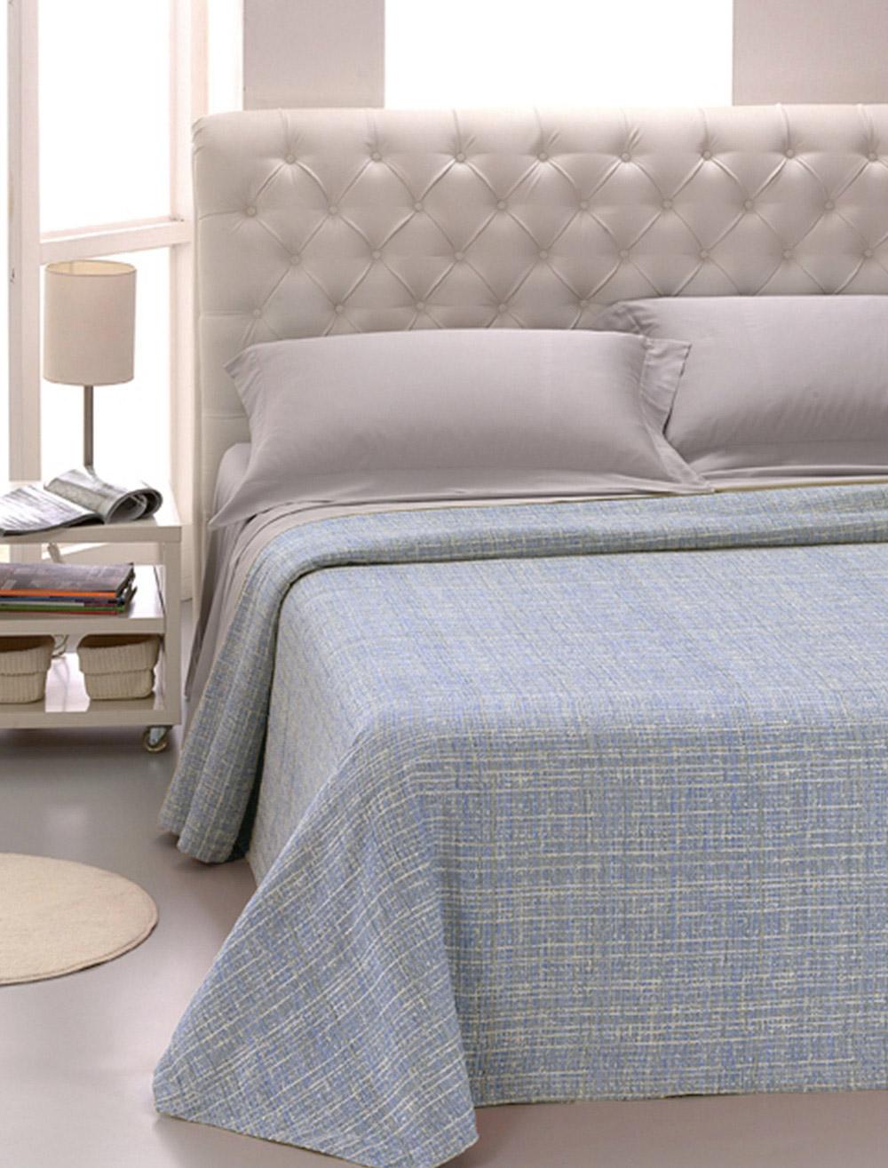 foto del prodotto giordanoshop copriletto matrimoniale in jacquard tinto filo cober ibiziano azzurro