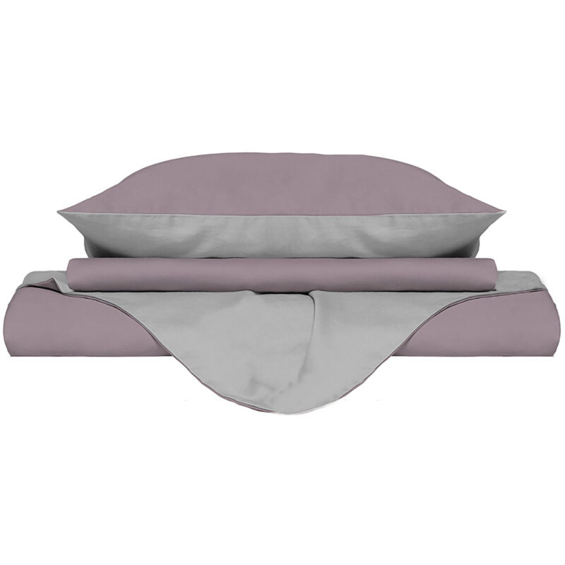 foto del prodotto giordanoshop copripiumino 1 piazza e mezzo con sacco e federe doubleface rosa antico grigio chiaro