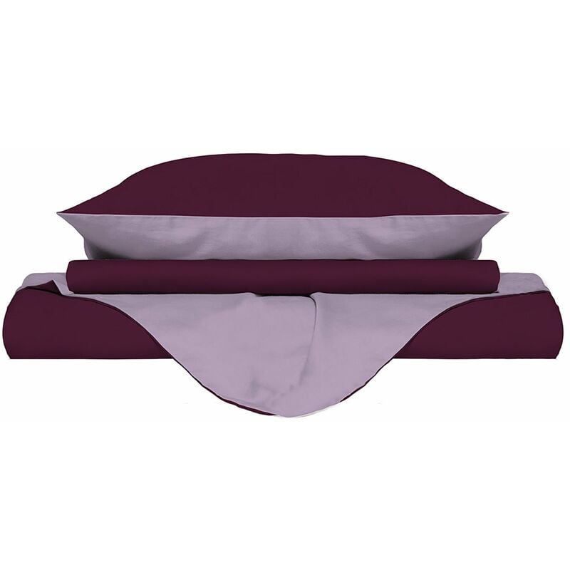 foto del prodotto giordanoshop copripiumino con sacco e federe doubleface lilla prugna 1 piazza e mezzo