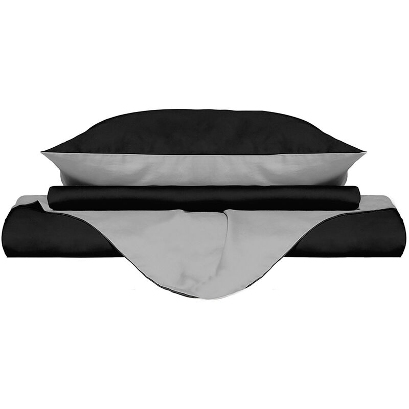 foto del prodotto giordanoshop copripiumino con sacco e federe doubleface nero grigio chiaro 1 piazza e mezzo