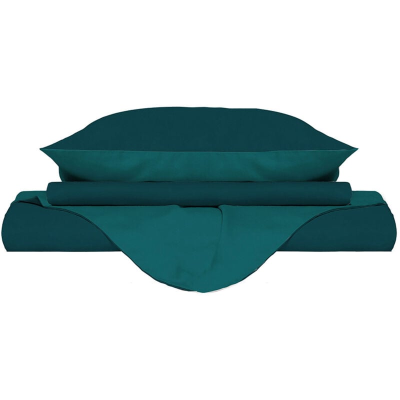 foto del prodotto giordanoshop - copripiumino con sacco e federe doubleface verde petrolio verde bottiglia singolo