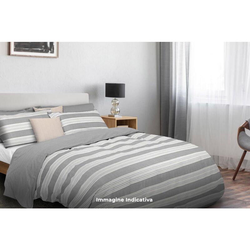 immagine 0 del prodotto giordanoshop copripiumino matrimoniale con federe stampato in puro cotone cober striped ecru