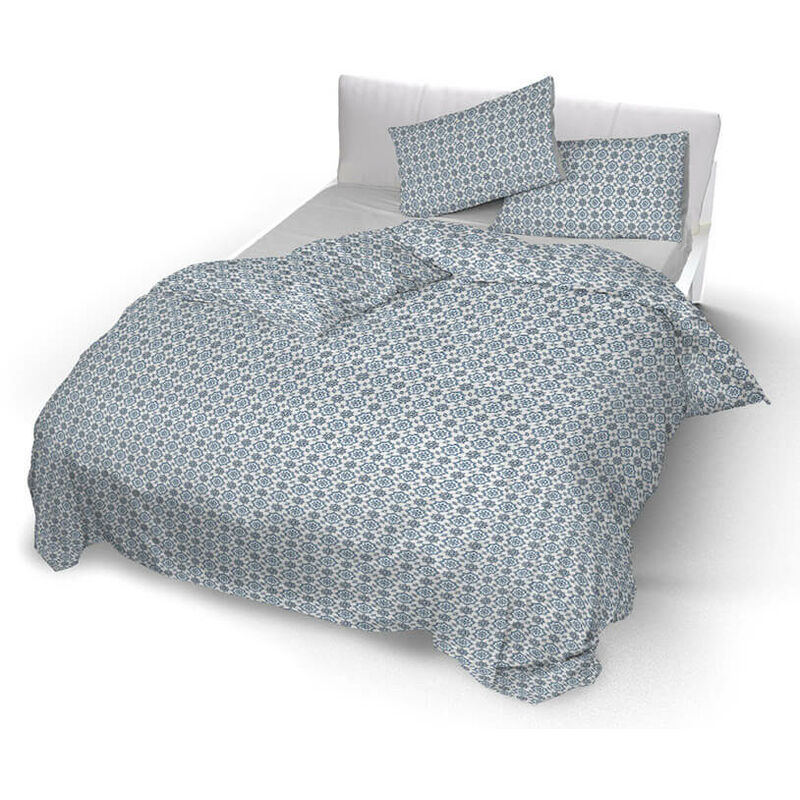 foto del prodotto giordanoshop copripiumino matrimoniale con federe stampato in puro cotone floyd blu