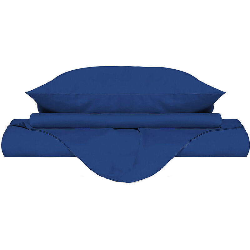 foto del prodotto giordanoshop copripiumino matrimoniale con sacco e federe tinta unita blu royal